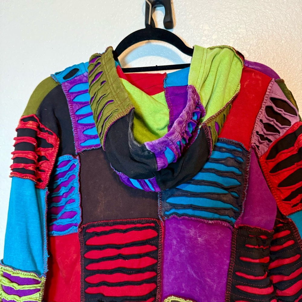 Rising International Boho Patchwork Full Zip Hood… - image 8